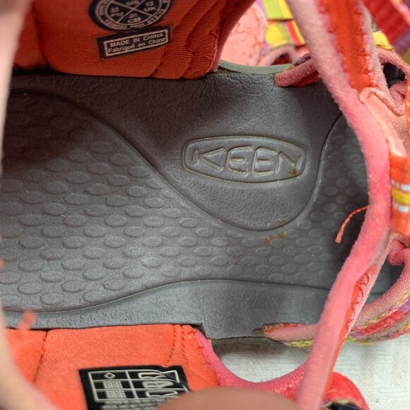 Keen Girls Whisper Raya Size 1Y Pink/Orange Drawstring Fisherman Hiking Sandals - Picture 5 of 7